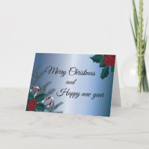 Merry Christmas and Happy new year card - Holly1