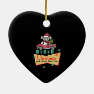 Merry Christmas and Happy New Year Ceramic Ornament