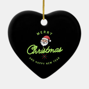 Merry Christmas and Happy New Year Ceramic Ornament