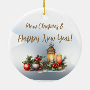 Merry Christmas and Happy New Year! Ceramic Ornament