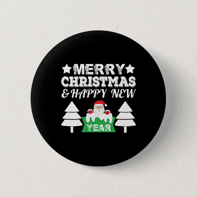 Merry Christmas and Happy New Year Christmas 2 Inch Round Button (Front)