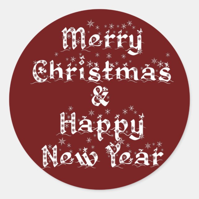 merry christmas and happy new year classic round s sticker (Front)