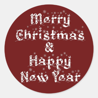 merry christmas and happy new year classic round s sticker