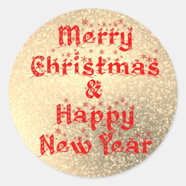 merry christmas and happy new year classic round sticker (Front)