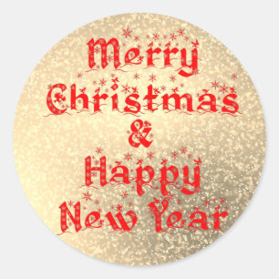 merry christmas and happy new year classic round sticker