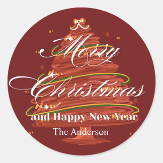 merry christmas and happy new year  classic round sticker