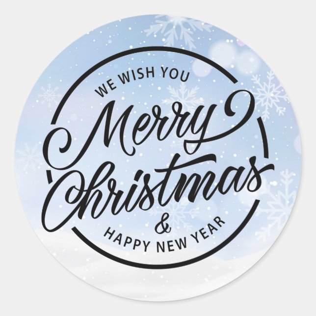 Merry Christmas and Happy New Year Classic Round Sticker (Front)