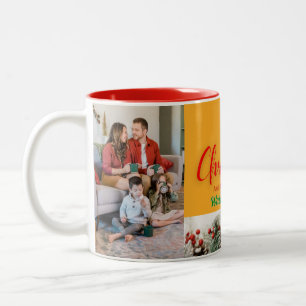 Merry Christmas and Happy New Year customize photo Two-Tone Coffee Mug