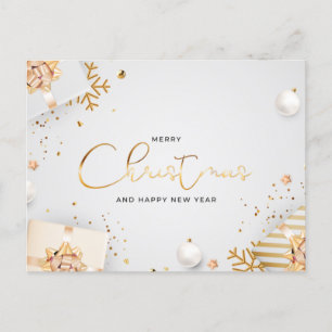 Merry Christmas and Happy New Year Design Postcard