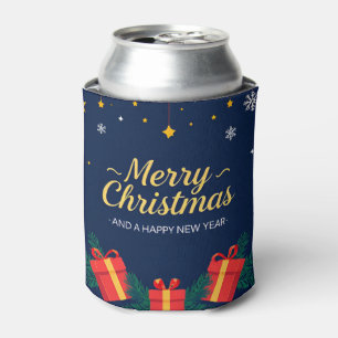 Merry Christmas and Happy New Year Greeting Can Cooler