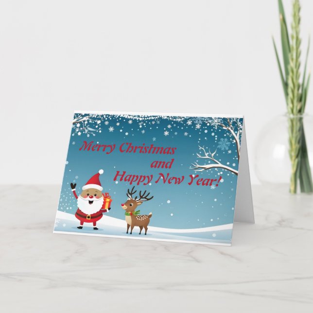Merry Christmas and Happy New Year Greeting Card (Front)