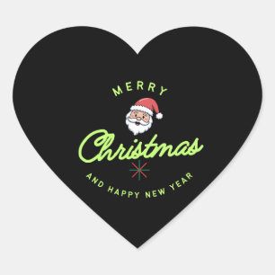 Merry Christmas and Happy New Year Heart Sticker