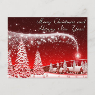 merry christmas and happy new year holiday postcard