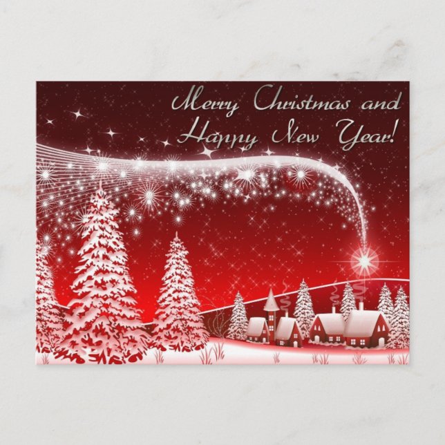 merry christmas and happy new year holiday postcard (Front)