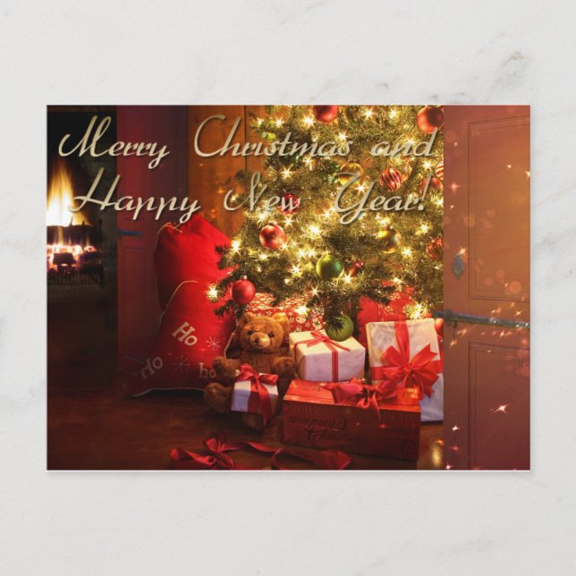 merry christmas and happy new year holiday postcard (Front)