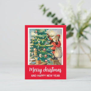 Merry christmas and happy new year holiday postcard