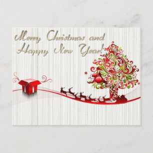 merry christmas and happy new year holiday postcard