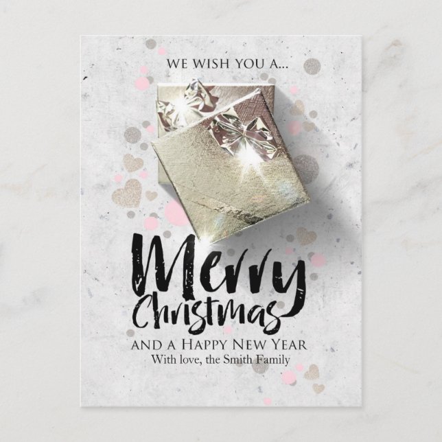 Merry Christmas and Happy New Year Holiday Postcard (Front)