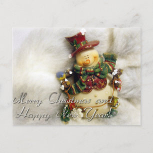 merry christmas and happy new year holiday postcard