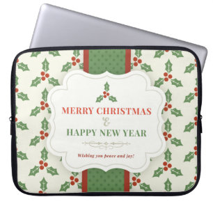 Merry Christmas and Happy New Year Laptop Sleeve