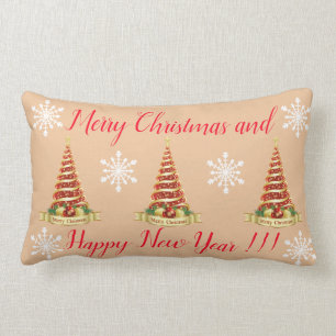Merry Christmas and Happy New Year Lumbar Pillow