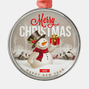 Merry Christmas and happy new year  Metal Ornament