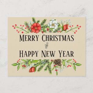 Merry Christmas and Happy New Year Personalized Postcard