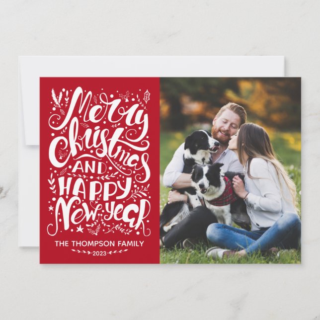 Merry Christmas and Happy New Year Photo Card (Front)