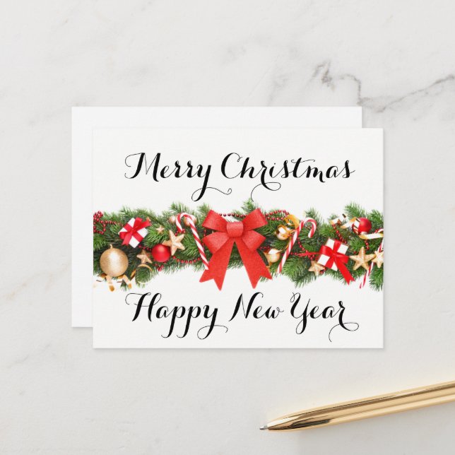 Merry Christmas and Happy New Year Postcard (Front/Back In Situ)