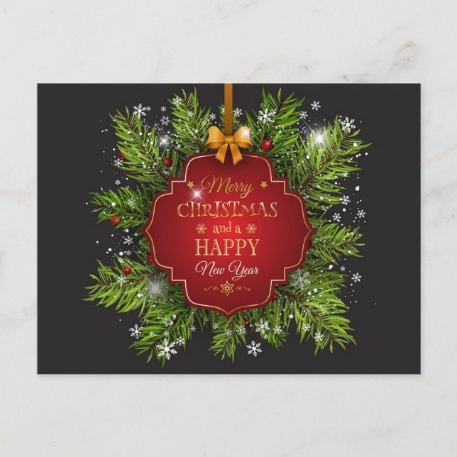 Merry Christmas and Happy New Year Postcard (Front)