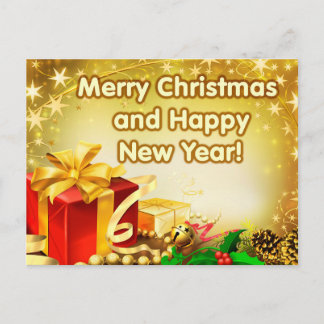 Merry Christmas and Happy New Year postcard