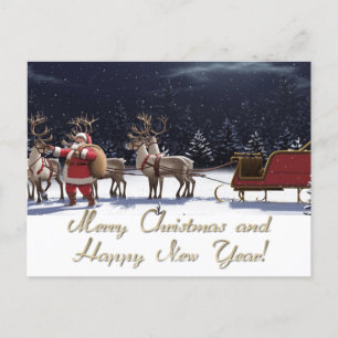 Merry Christmas and Happy New Year Postcard