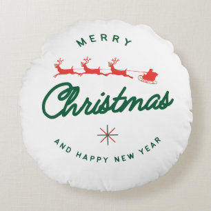 Merry Christmas and happy New Year Round Pillow