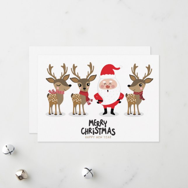 Merry Christmas and Happy New Year Santa  Holiday Card (Front/Back In Situ)