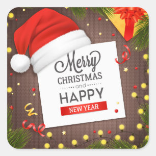 Merry Christmas and Happy New Year Square Sticker