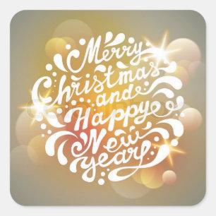 Merry Christmas and Happy New Year Square Sticker
