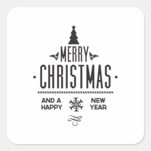 Merry Christmas and Happy New Year Square Sticker