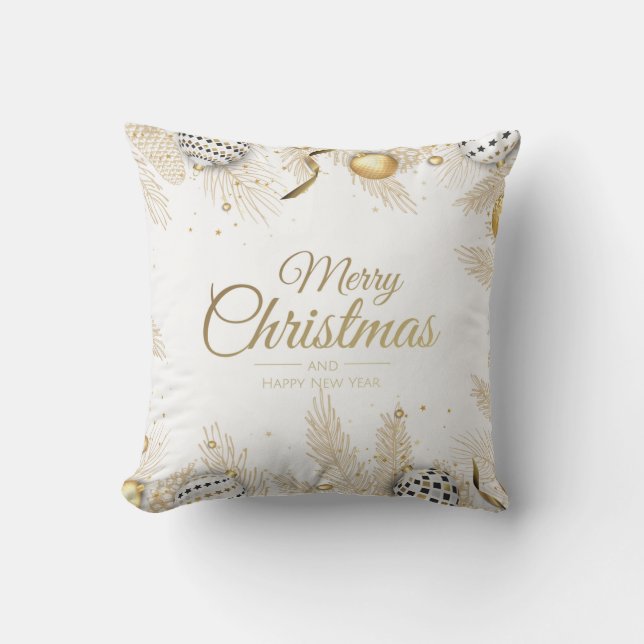 Merry Christmas and Happy New Year Throw Pillow (Front)