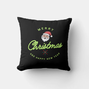 Merry Christmas and Happy New Year Throw Pillow