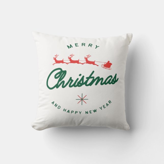 Merry Christmas and happy New Year  Throw Pillow (Front)