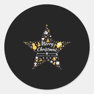 Merry Christmas And Happy New Year Xmas Star  Classic Round Sticker