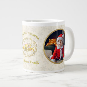 Merry Christmas and Love You Grandma   Two Photos  Large Coffee Mug