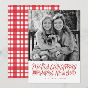 Merry Christmas And New Year Hand Lettered Holiday Card
