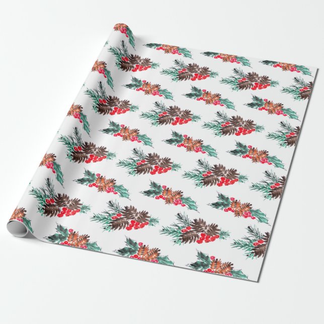 Merry Christmas and New year pattern Wrapping Paper (Unrolled)