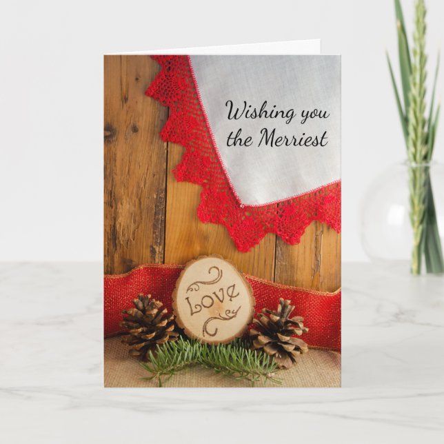 Merry Christmas and Winter Wedding Save the Date Holiday Card (Front)