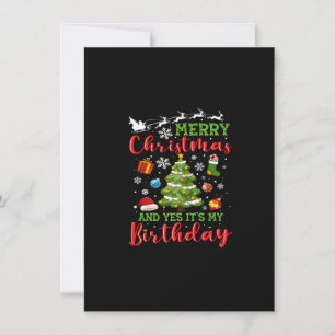 Merry Christmas And Yes It's My Birthday Xmas Tree Invitation