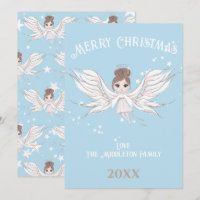 Merry Christmas Angel Dark Hair Blue