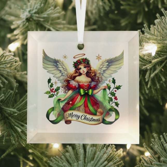  Merry Christmas Angel Glass Ornament (Insitu)