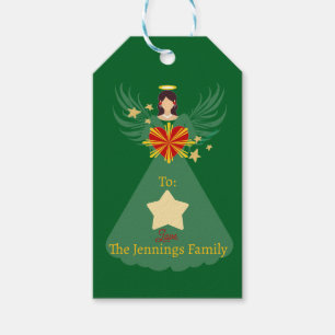 Merry Christmas Angel Green Personalized Name From Gift Tags