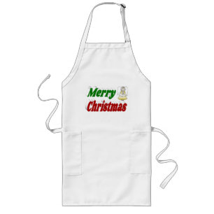 Merry Christmas Angel red green typography Long Apron